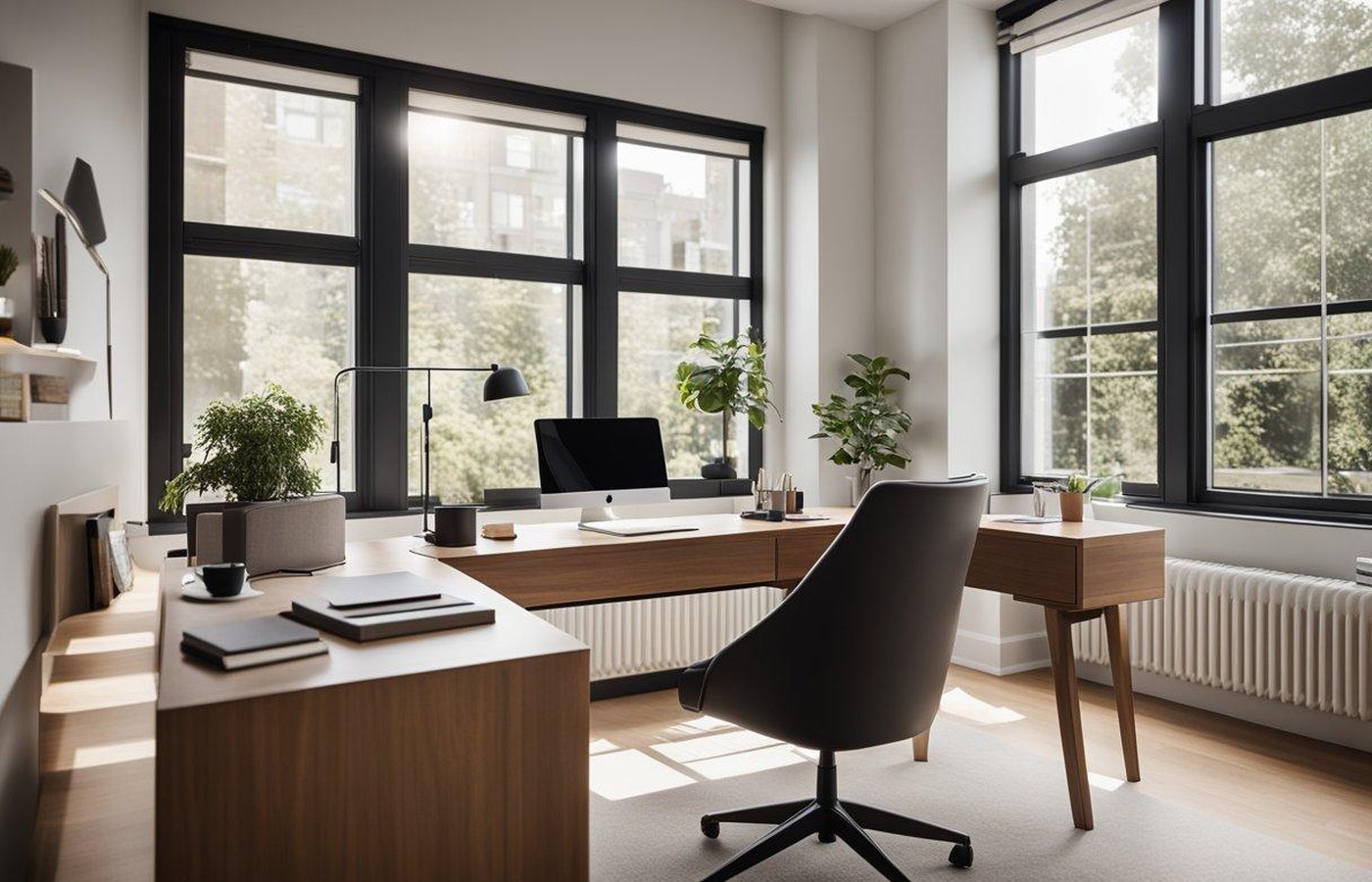 Home office workspace arranged for remote healthcare consulting