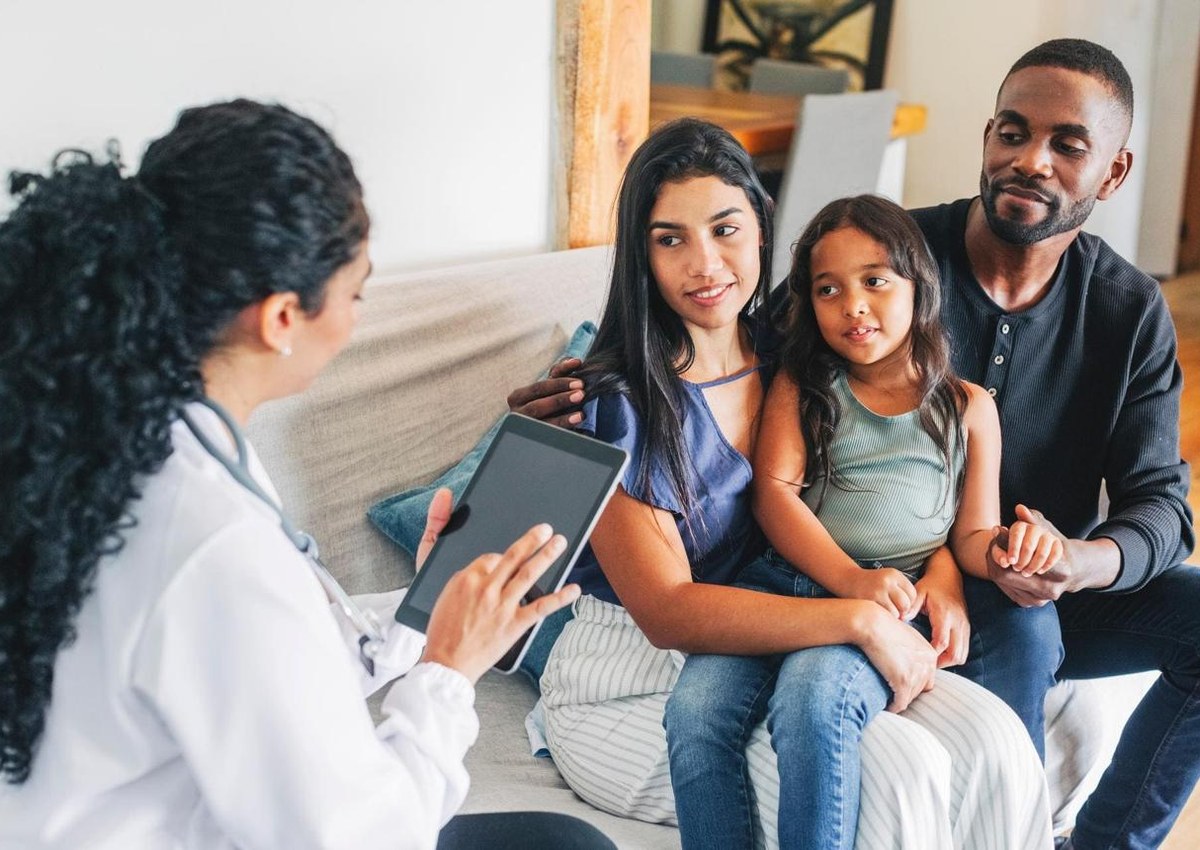 Family reviewing healthcare navigation resources together